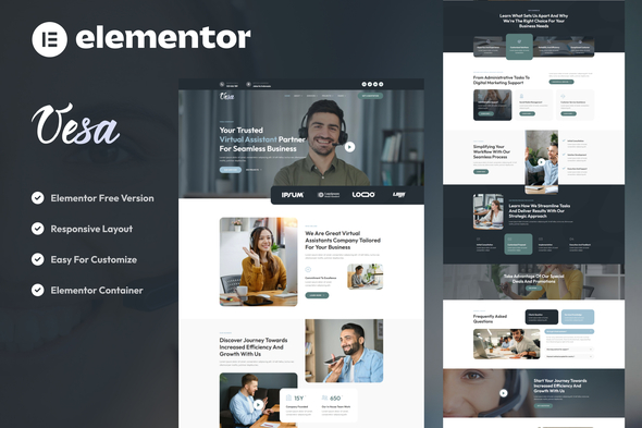 Vesa Virtual Assistant Business Elementor Template Kit