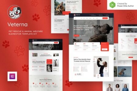 Veterna Pet Rescue & Animal Welfare Elementor Template Kit