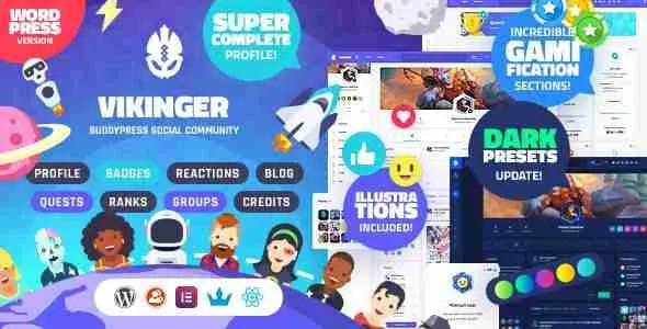 Vikinger - BuddyPress and GamiPress Social Community - WordPress Theme 1 Vikinger Buddy Press and Gami Press Social Community WordPress Theme