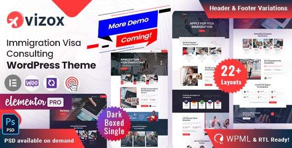 Vizox – Immigration Visa Consulting WordPress Theme 1.3 1 Vizox Immigration Visa Consulting WordPress Theme