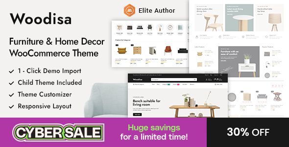 Woodisa - Furniture & Home Decor WordPress WooCommerce Theme 1 Woodisa - Furniture & Home Decor WordPress WooCommerce Theme
