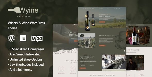 Wyine Winery and Wine Shop WordPress Theme