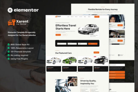 Xarent Car Rental Elementor Template Kit