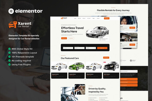 Xarent Car Rental Elementor Template Kit