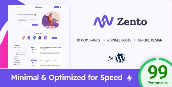 Zento Modern Lightweight Blog for WordPress