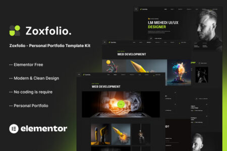 Zoxfolio Personal Portfolio Elementor Template Kit