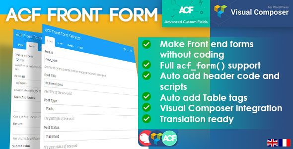 ACF Front Form with Visual Composer and WPBackery Integration WordPress Plugin