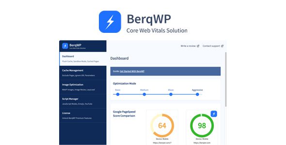 BerqWP - Core Web Vitals & Pagespeed Optimization 1 Berq WP Core Web Vitals & Pagespeed Optimization WordPress Plugin