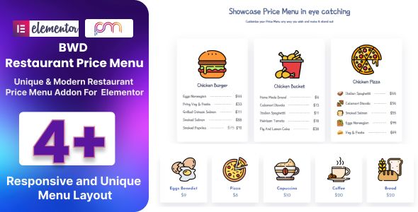 BWD Restaurant Price Menu Addon for Elementor WordPress Plugin
