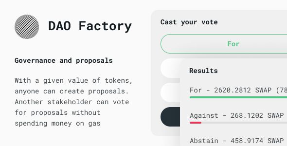 DAO Factory – Governance and proposals plugin for your token for WordPress 1 DAO Factory Governance and proposals plugin for WordPress