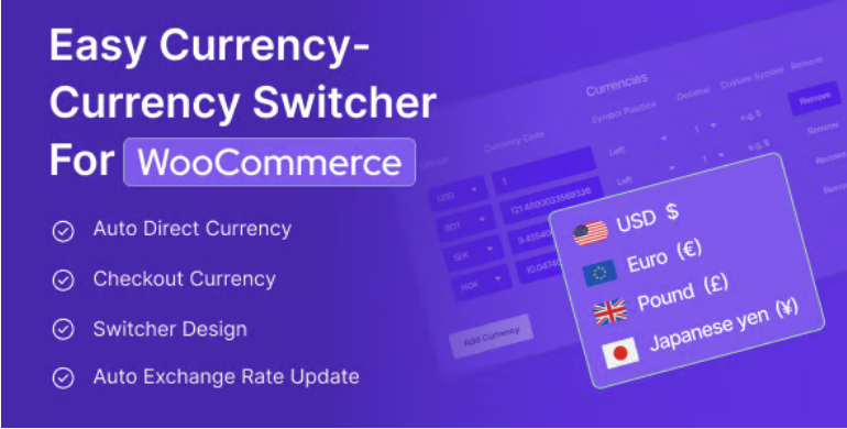 Easy Currency Switcher – WooCommerce Multi-Currency Plugin 1 Easy Currency Switcher for WooCommerce WordPress Plugin