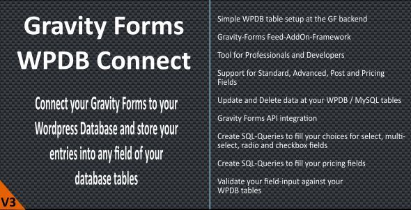 Gravity Forms – WPDB / MySQL Connect 1 Gravity Forms WPDB Connect WordPress Plugin