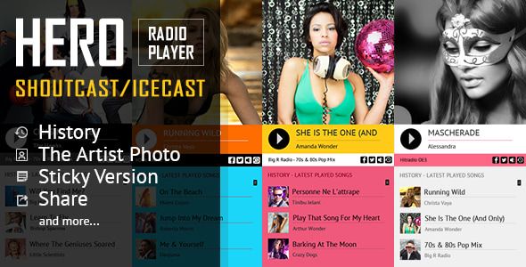 Hero - Shoutcast and Icecast Radio Player With History 1 Hero - Shoutcast and Icecast Radio Player With History WordPress Plugin