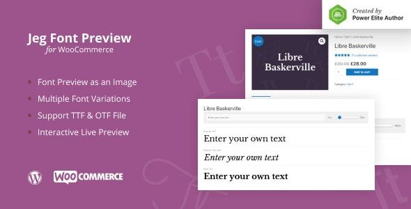 Jeg Font Preview – WooCommerce Extension WordPress Plugin 1 Jeg Font Preview for WooCommerce WordPress Plugin