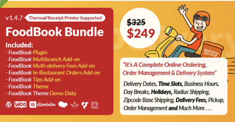 Online Food Ordering System For Restaurant | FoodBook Plugin & Add-ons Bundle 1 Food Book Bundle WordPress Plugin