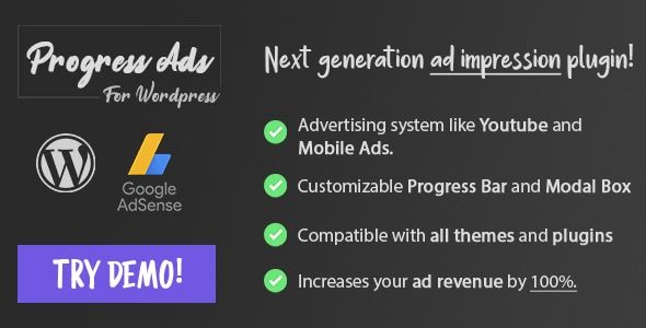 Progress Ads - WordPress Skippable Ads Plugin 1 Progress Ads WordPress Plugin