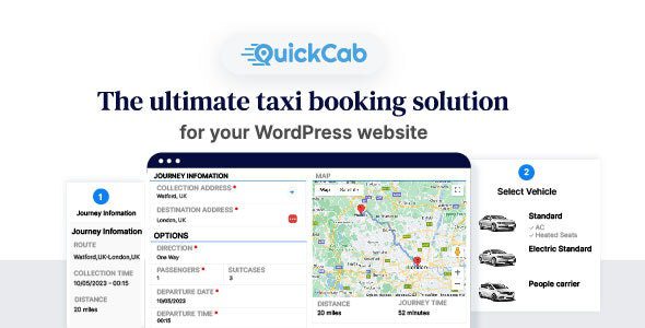 QuickCab - WooCommerce Taxi Booking Plugin 1 Quick Cab WordPress Plugin
