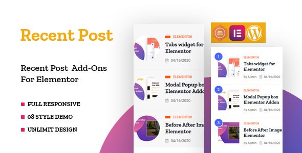 Recent Posts Widget for Elementor 1 Recent Posts Widget for Elementor WordPress Plugin