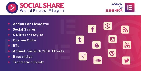Social Share for Elementor WordPress Plugin 1 Social Share for Elementor WordPress Plugin