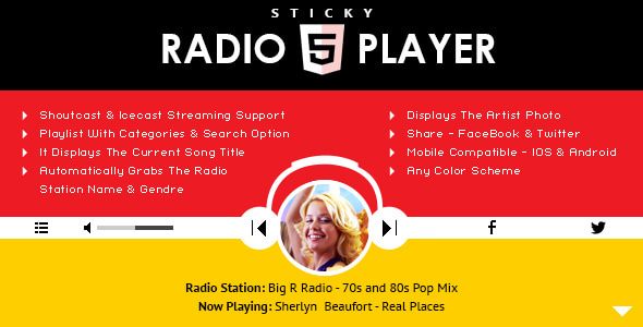 Sticky Radio Player - Full Width Shoutcast and Icecast HTML5 Player 1 Sticky Radio Player WordPress Plugin