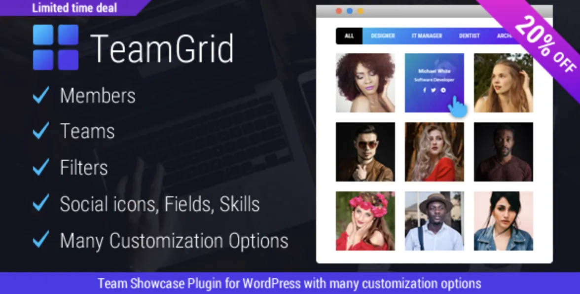 Team Grid - Team Member Showcase WordPress Plugin & Team Editor 1 Team Grid WordPress Plugin