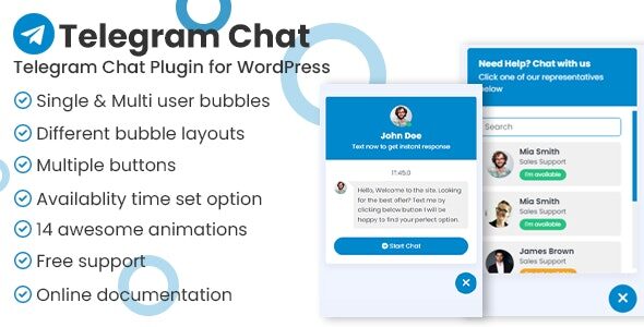 Telegram Chat Support Pro WordPress Plugin 1 Telegram Chat for WordPress Plugin