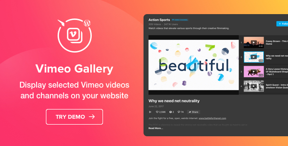 Vimeo Gallery - WordPress Vimeo plugin 1 Vimeo Gallery WordPress Plugin
