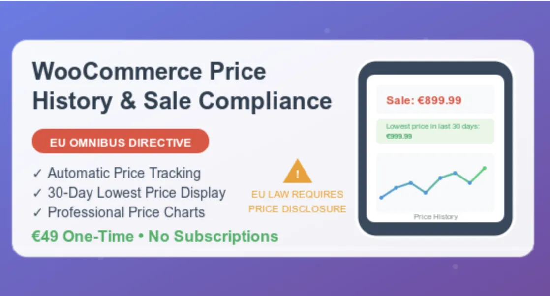 WooCommerce Price History & Sale Compliance 1 Woo Commerce Price History & Sale Compliance WordPress Plugin