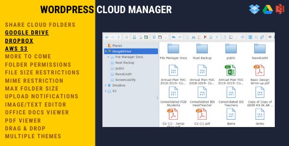 WordPress Cloud Manager | Dropbox – Google Drive – S3 Folder Sharing 1 WordPress Cloud Manager WordPress Plugin